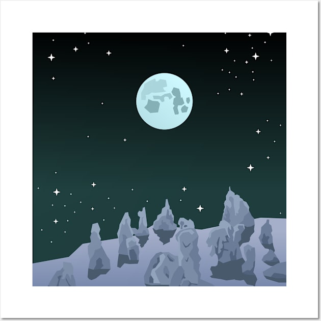 Full moon at night Wall Art by BumbleBambooPrints